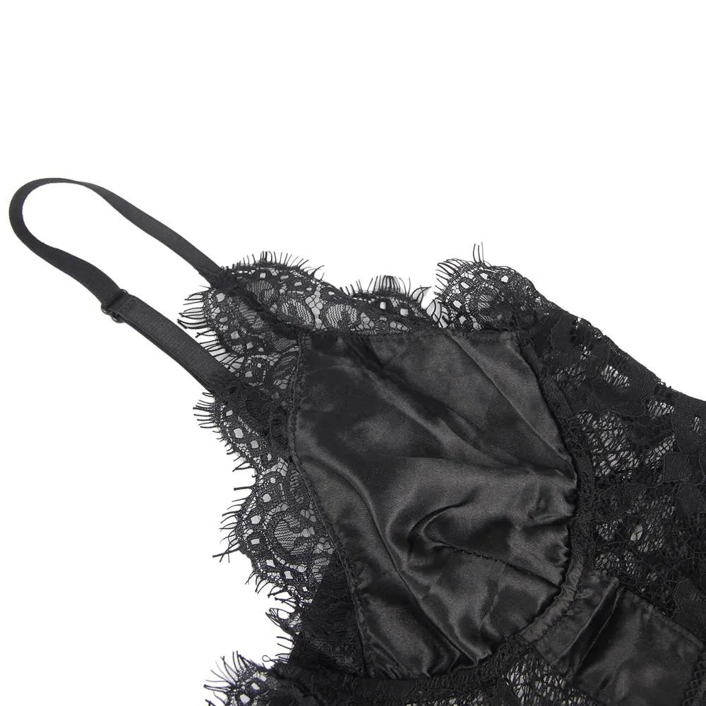 Crotch Open Lace High Quality Eyelash Lace Splice Sexy Egypt Bodysuit
