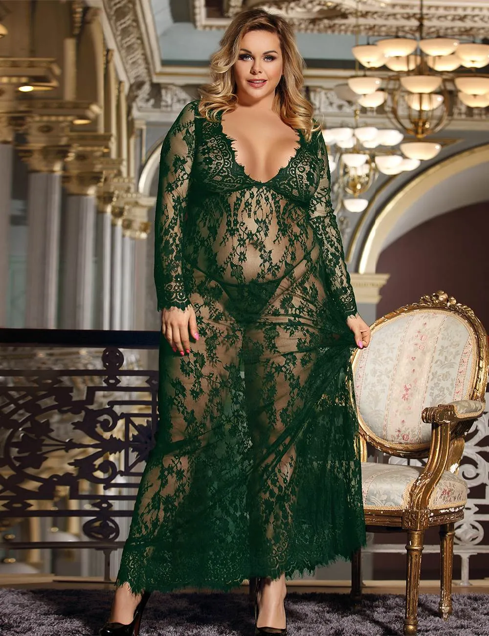 Delicate Lace Long Sleepwear Egypt Gown