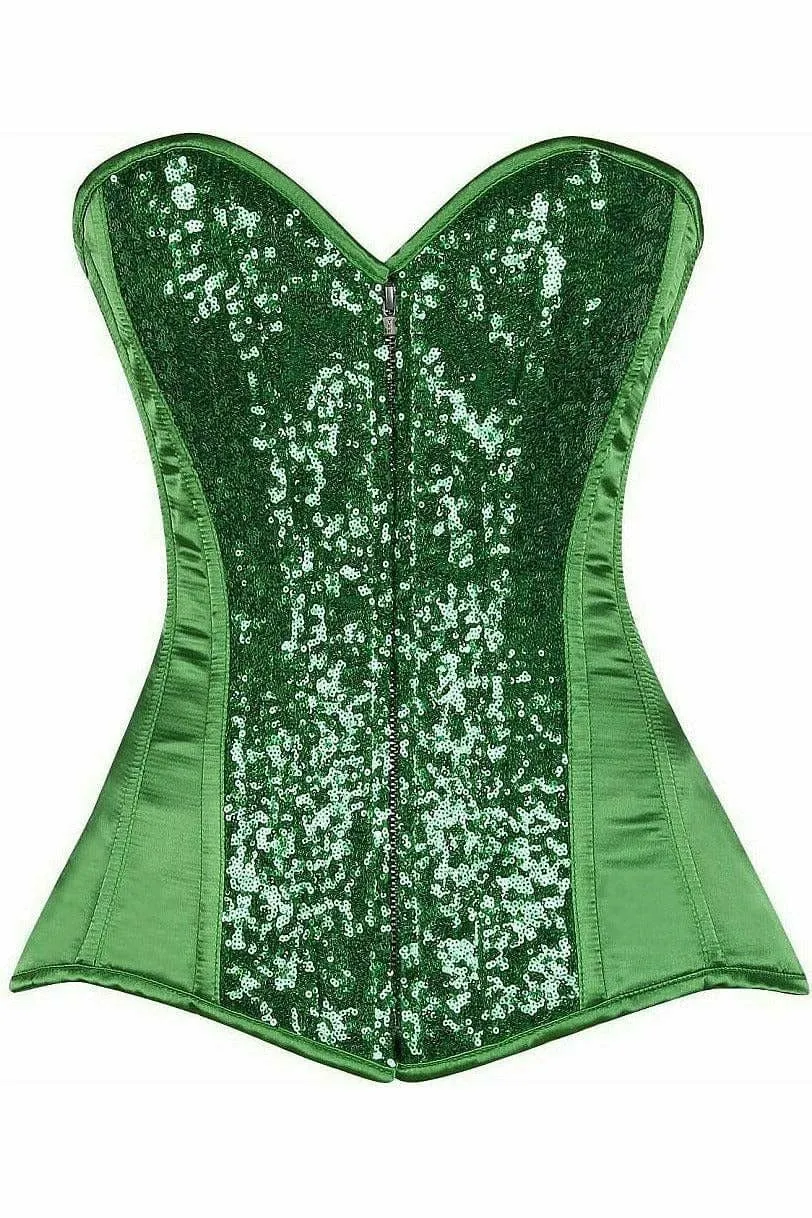Deluxe Green Sequin Steel Boned Corset