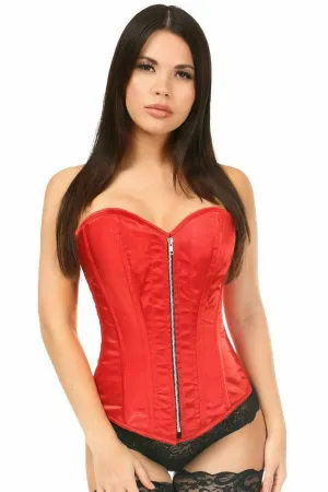 Deluxe Red Satin Steel Boned Corset