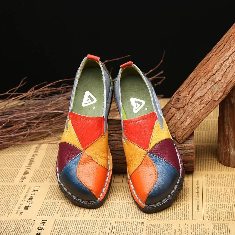 Designer Leather Shoes Women Flats Slip On  Loafers