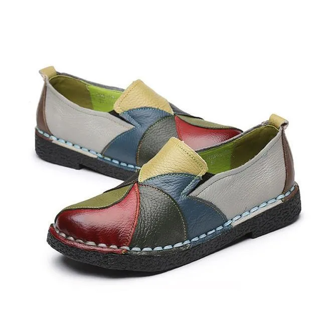 Designer Leather Shoes Women Flats Slip On  Loafers