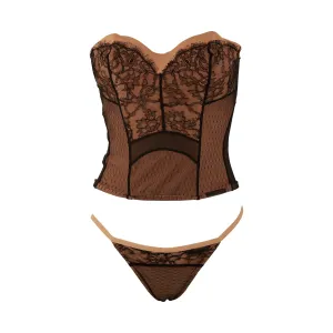 Dior Tan Lace Lingerie Corset Set