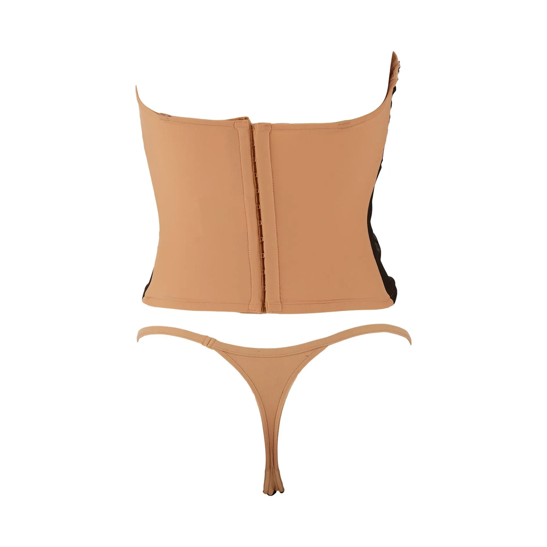 Dior Tan Lace Lingerie Corset Set