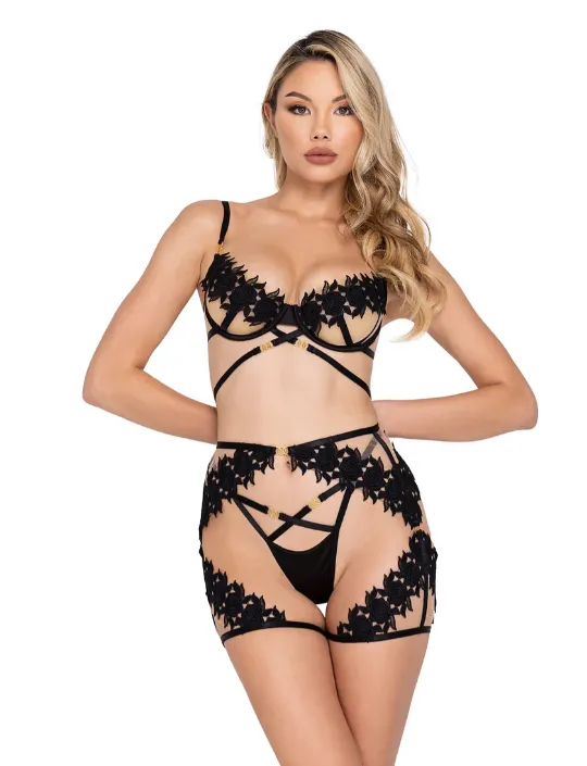 Ebony Rose 3-Piece Chaps Set - LI647