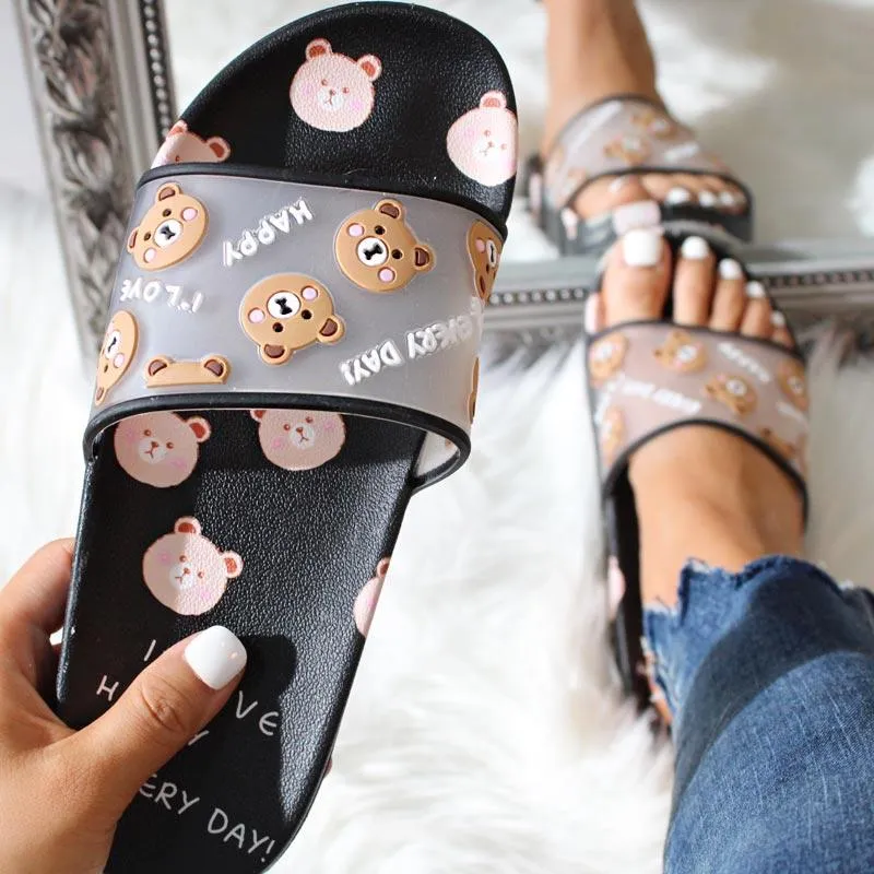 Fashion Bear Pattern Flat Non-slip Sandals Slippers
