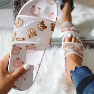 Fashion Bear Pattern Flat Non-slip Sandals Slippers