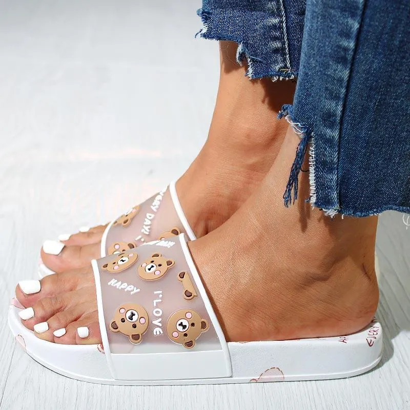 Fashion Bear Pattern Flat Non-slip Sandals Slippers