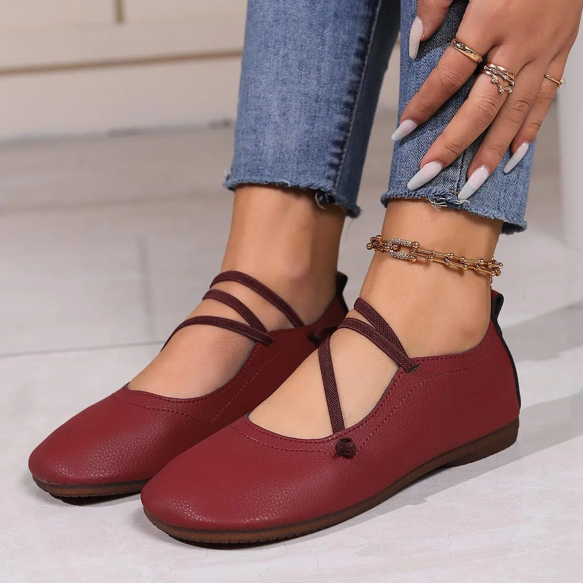 Fashion Square Toe Flats Shoes
