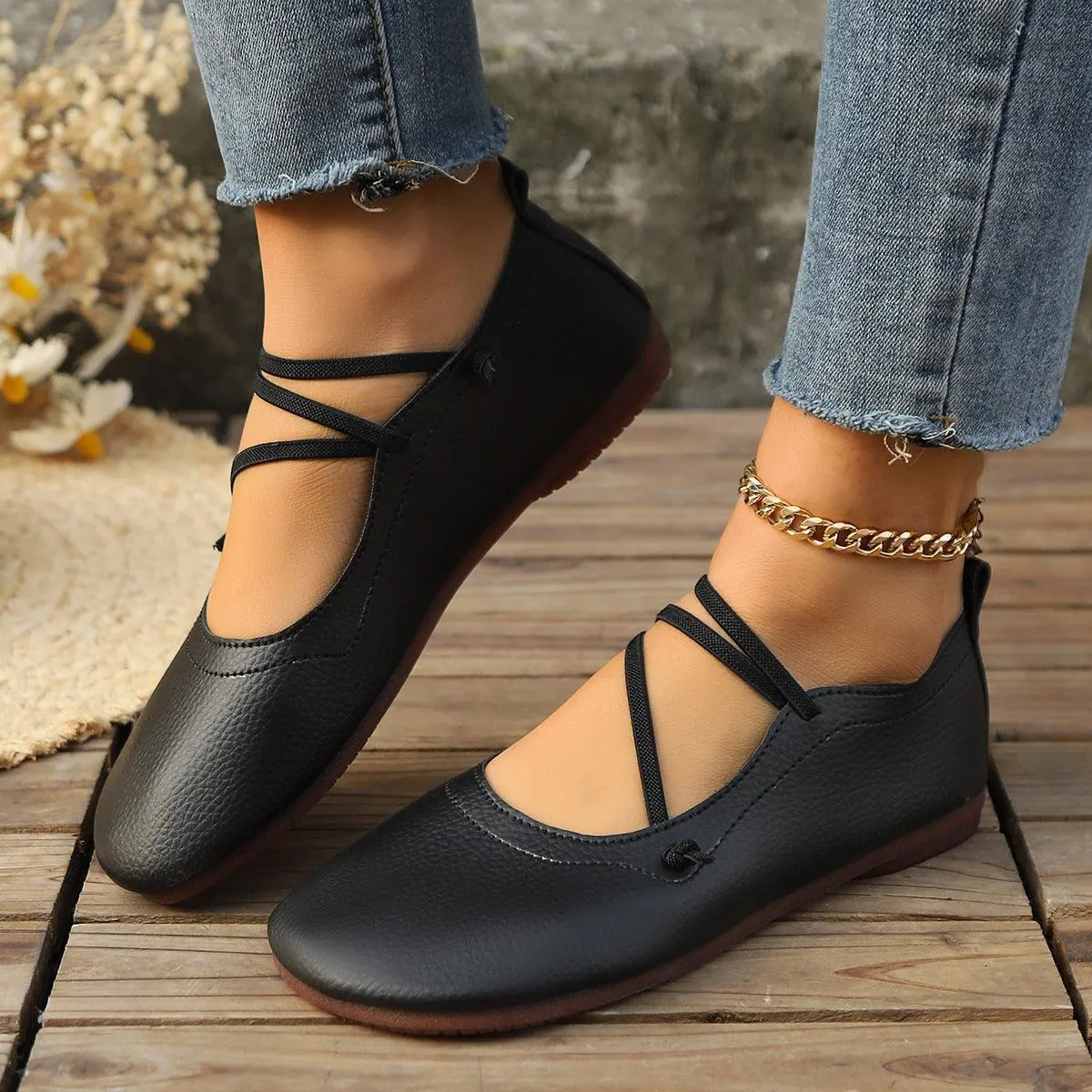 Fashion Square Toe Flats Shoes
