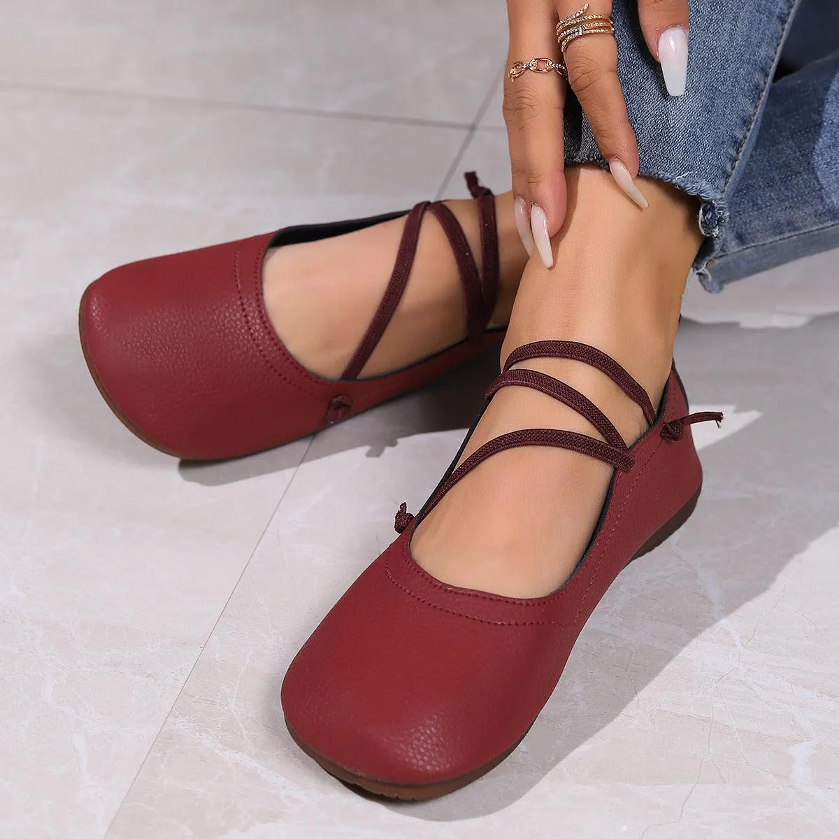 Fashion Square Toe Flats Shoes