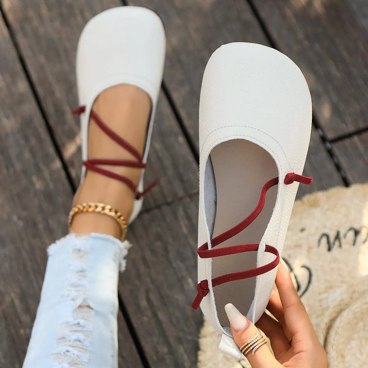 Fashion Square Toe Flats Shoes
