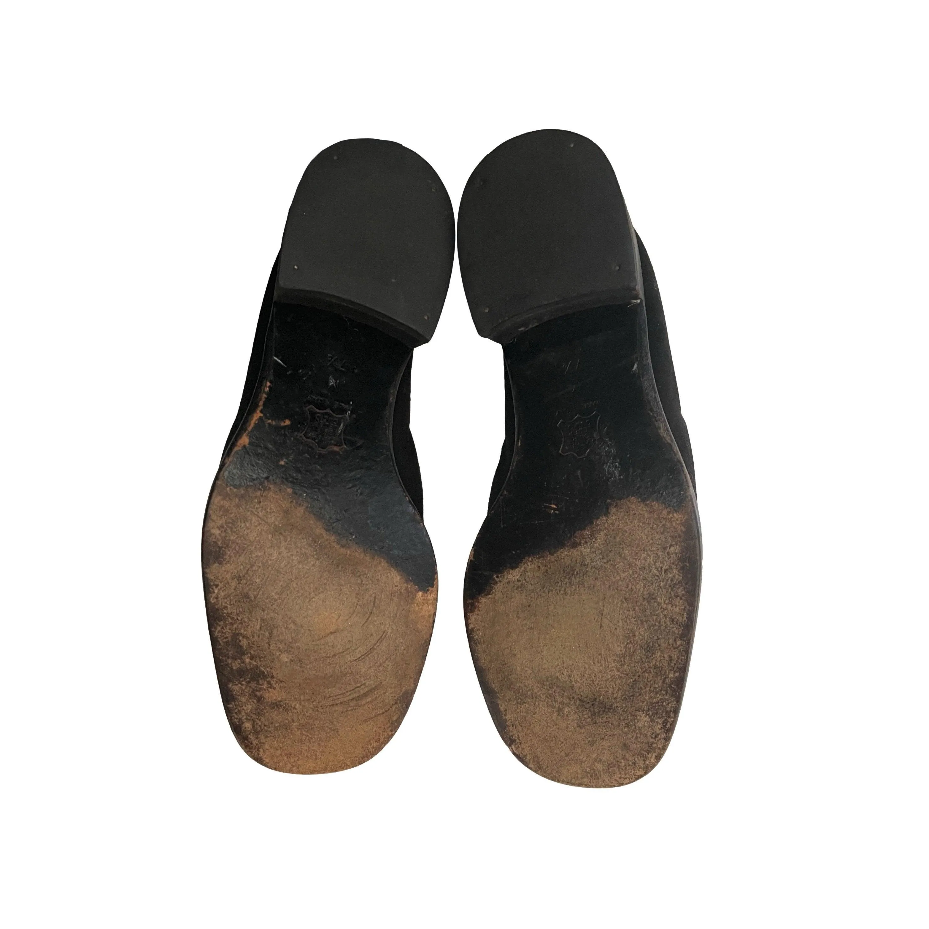 Fendi Black Suede Logo Loafers