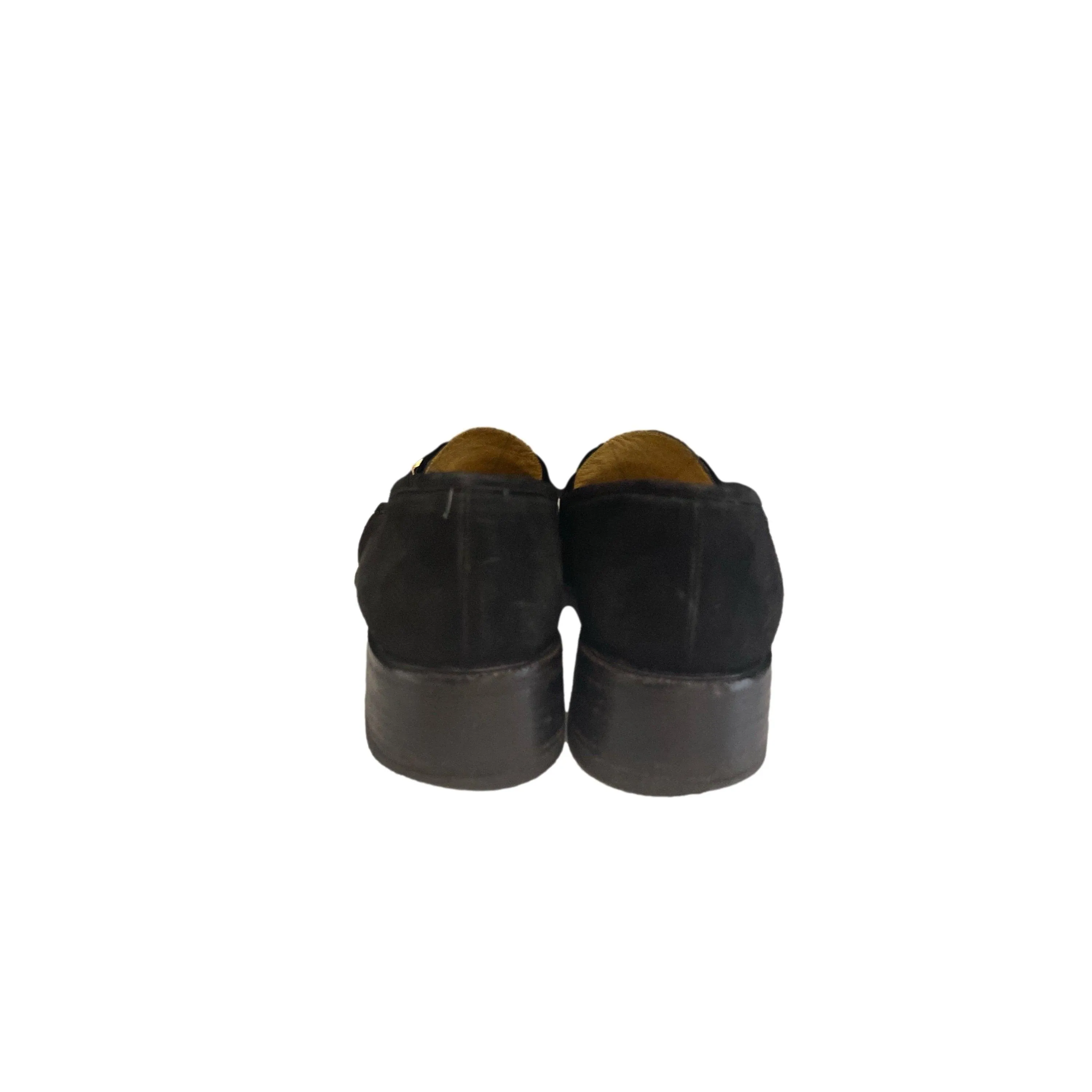 Fendi Black Suede Logo Loafers