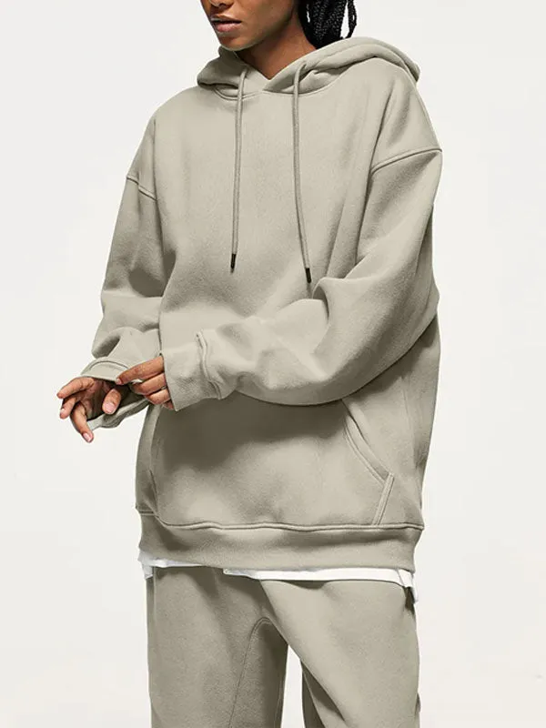 Fleece Hoodie in Beige Grey Color