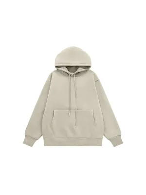 Fleece Hoodie in Beige Grey Color