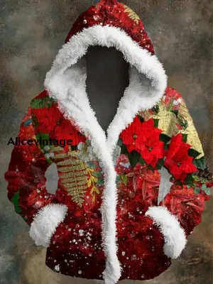 Floral Art Print Vintage Long Sleeve Hoodie