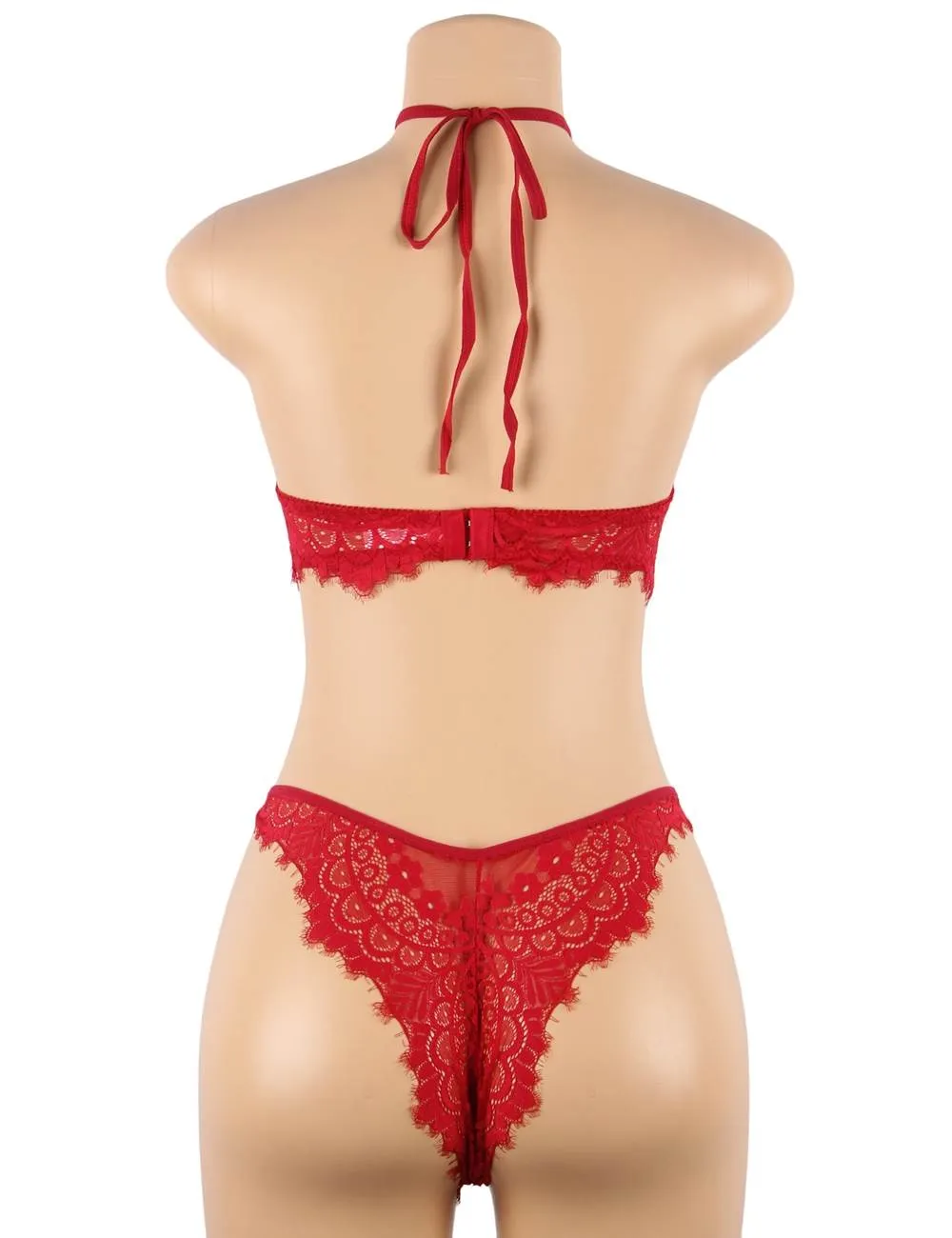 Floral Black Eyelash Lace Lingerie Bra Set