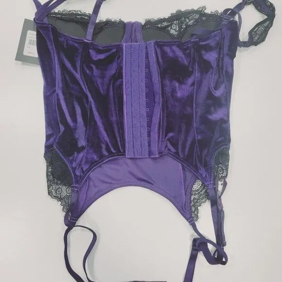 Fredericks of Hollywood Georgine Velvet And Lace Corset Lingerie Purple