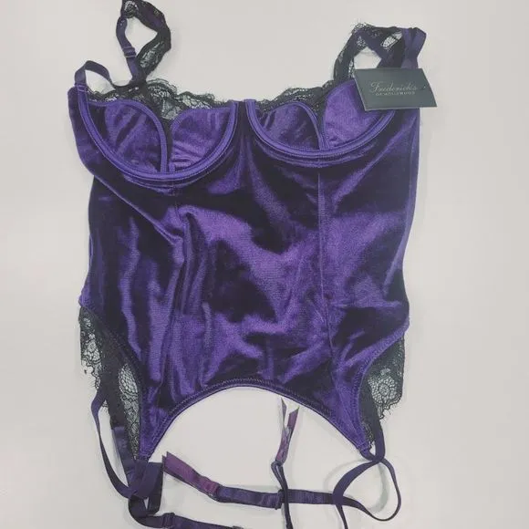 Fredericks of Hollywood Georgine Velvet And Lace Corset Lingerie Purple