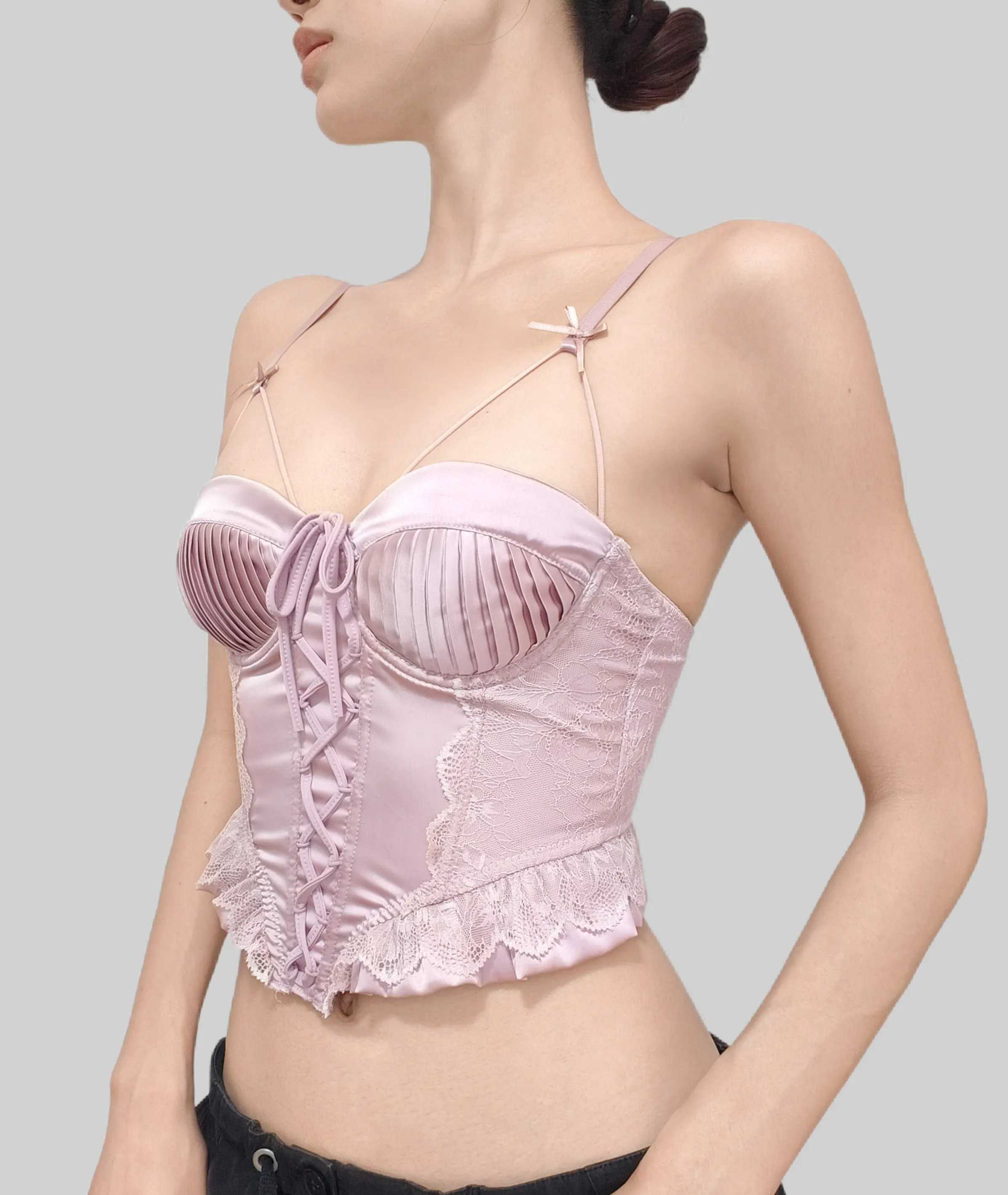 French Court-Style Satin Corset Bra