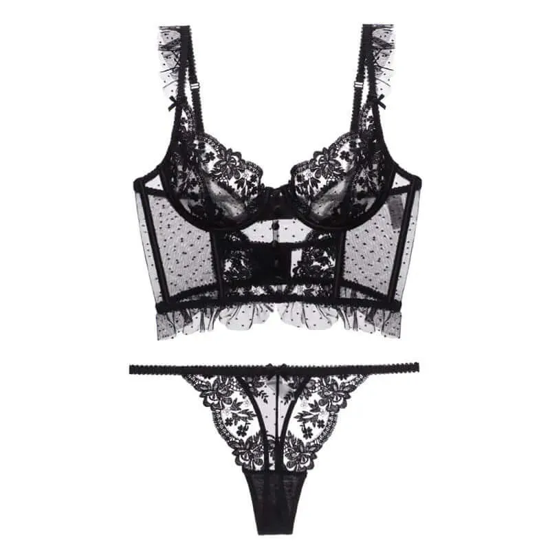 French Style Ruffled Lace Bra and Panty Set