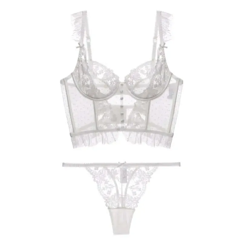 French Style Ruffled Lace Bra and Panty Set