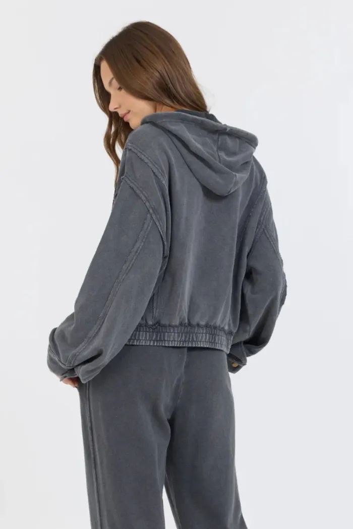 Garment Dyed Zip Up Hoodie