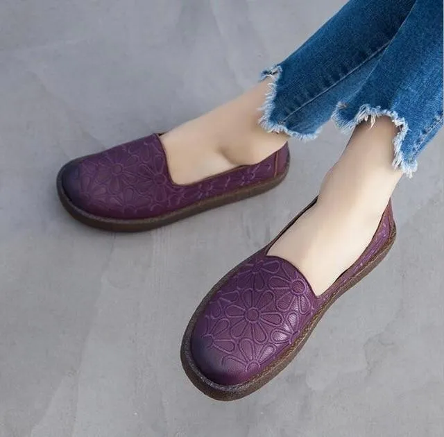 Genuine Leather Loafers Women Casual Shoes