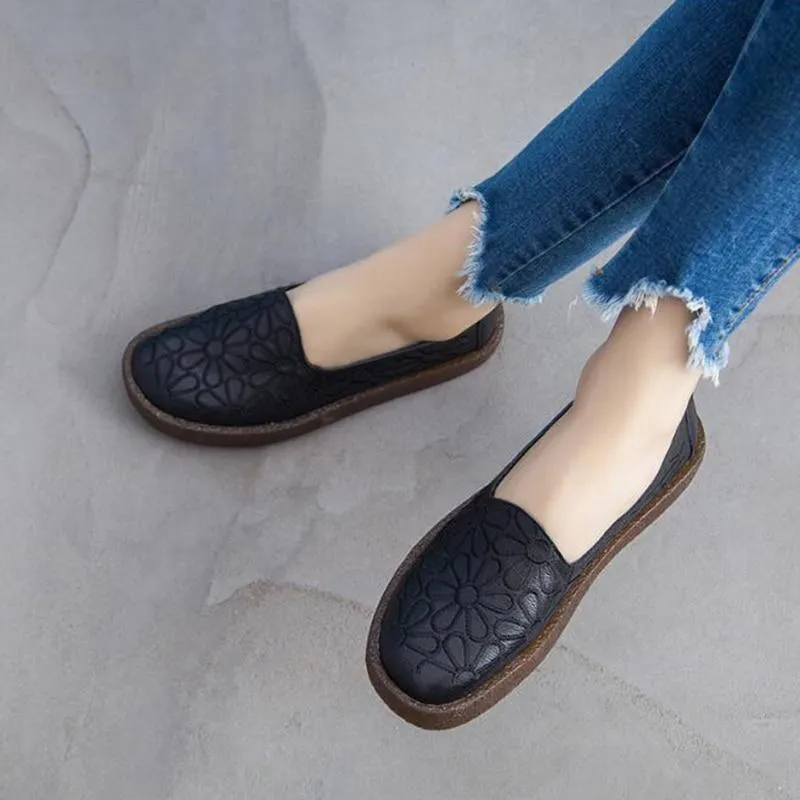 Genuine Leather Loafers Women Casual Shoes