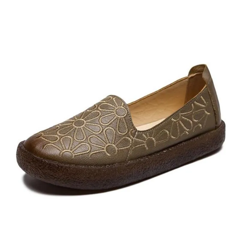 Genuine Leather Loafers Women Casual Shoes