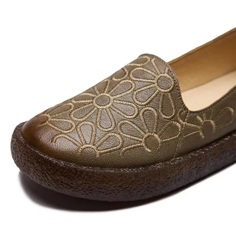 Genuine Leather Loafers Women Casual Shoes