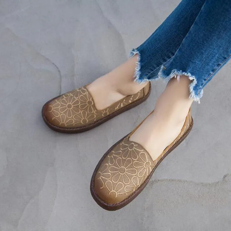 Genuine Leather Loafers Women Casual Shoes