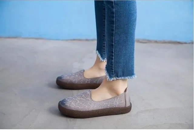 Genuine Leather Loafers Women Casual Shoes