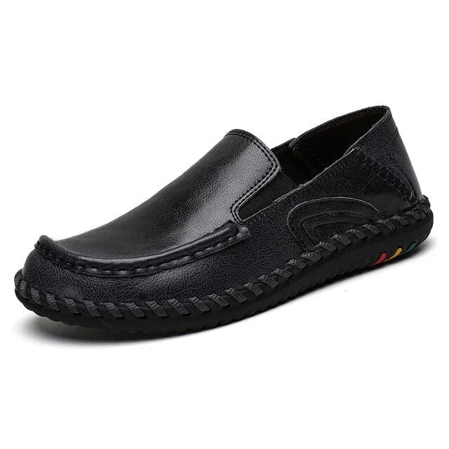 genuine leather shoes men loafers office high quality casual formal business luxury brand without lacesSimple black loafers