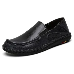 genuine leather shoes men loafers office high quality casual formal business luxury brand without lacesSimple black loafers