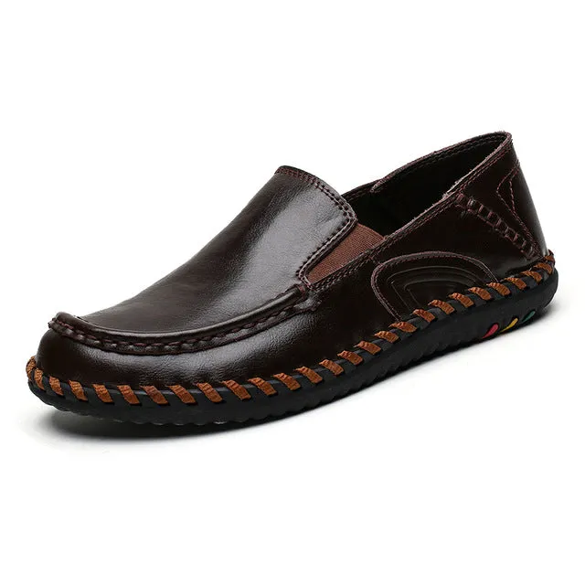 genuine leather shoes men loafers office high quality casual formal business luxury brand without lacesSimple black loafers