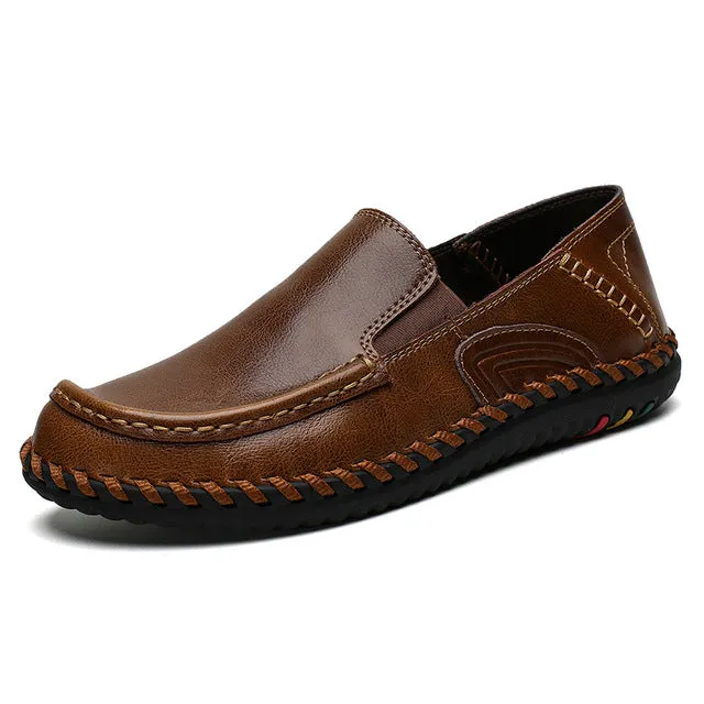 genuine leather shoes men loafers office high quality casual formal business luxury brand without lacesSimple black loafers