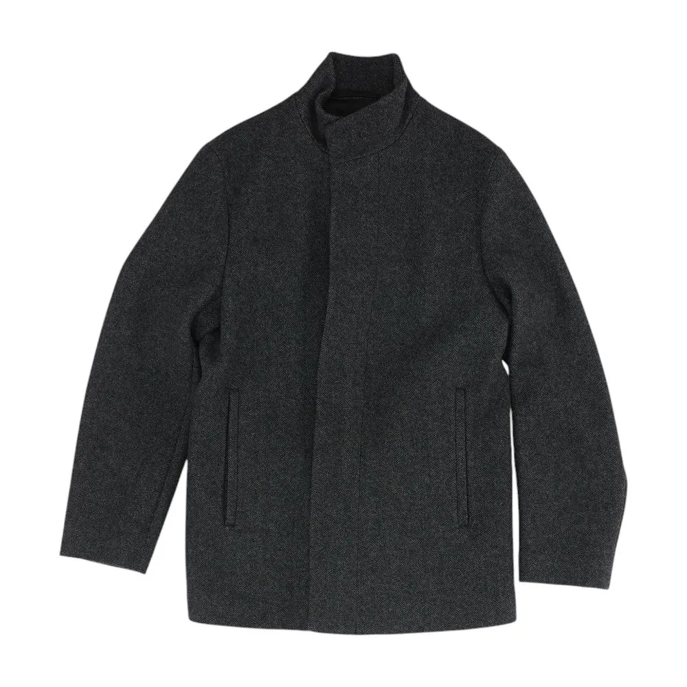 Gray Solid Peacoat Jacket