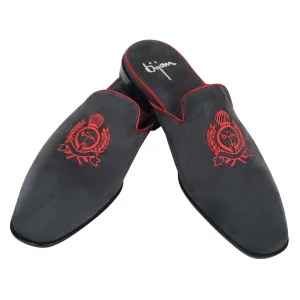 Grey and Red Slip On Suede Loafer