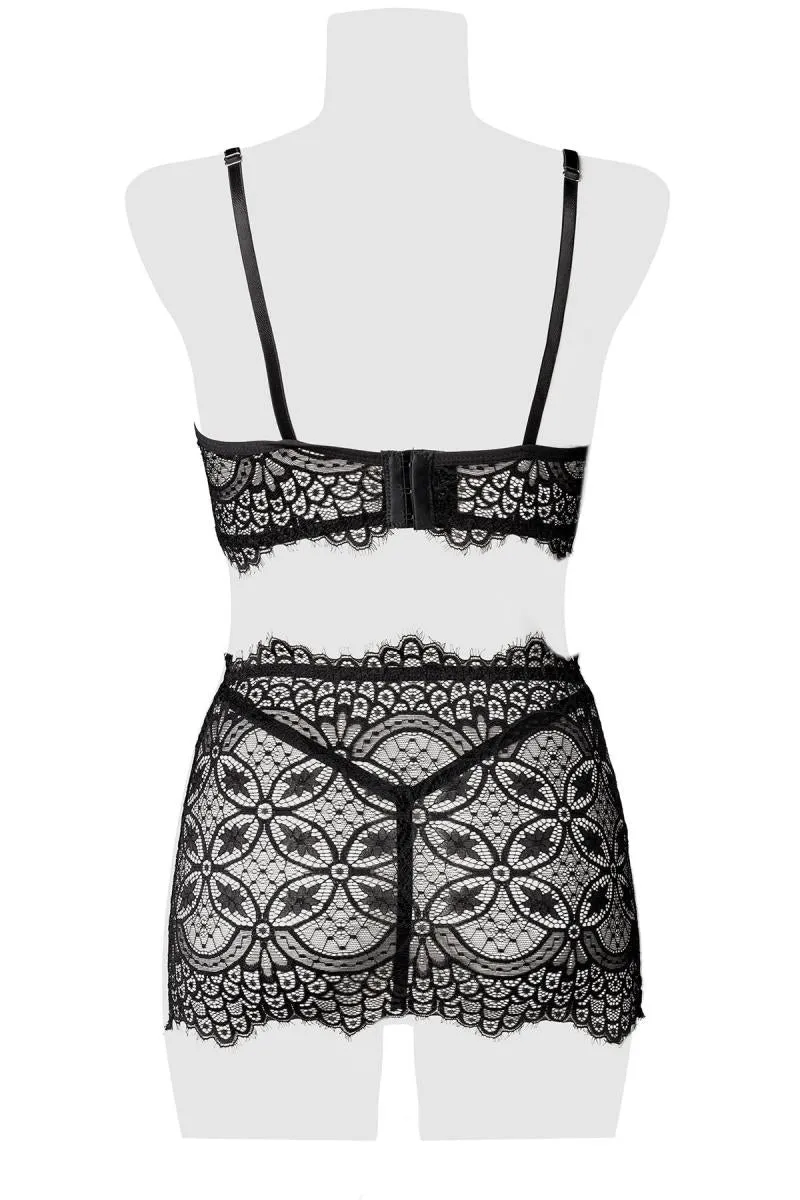 Grey Velvet Lace Set
