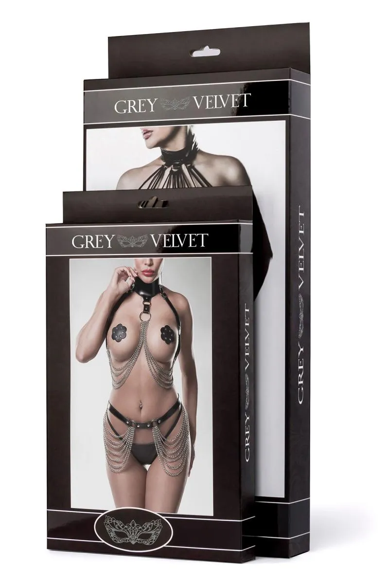 Grey Velvet Lace Set