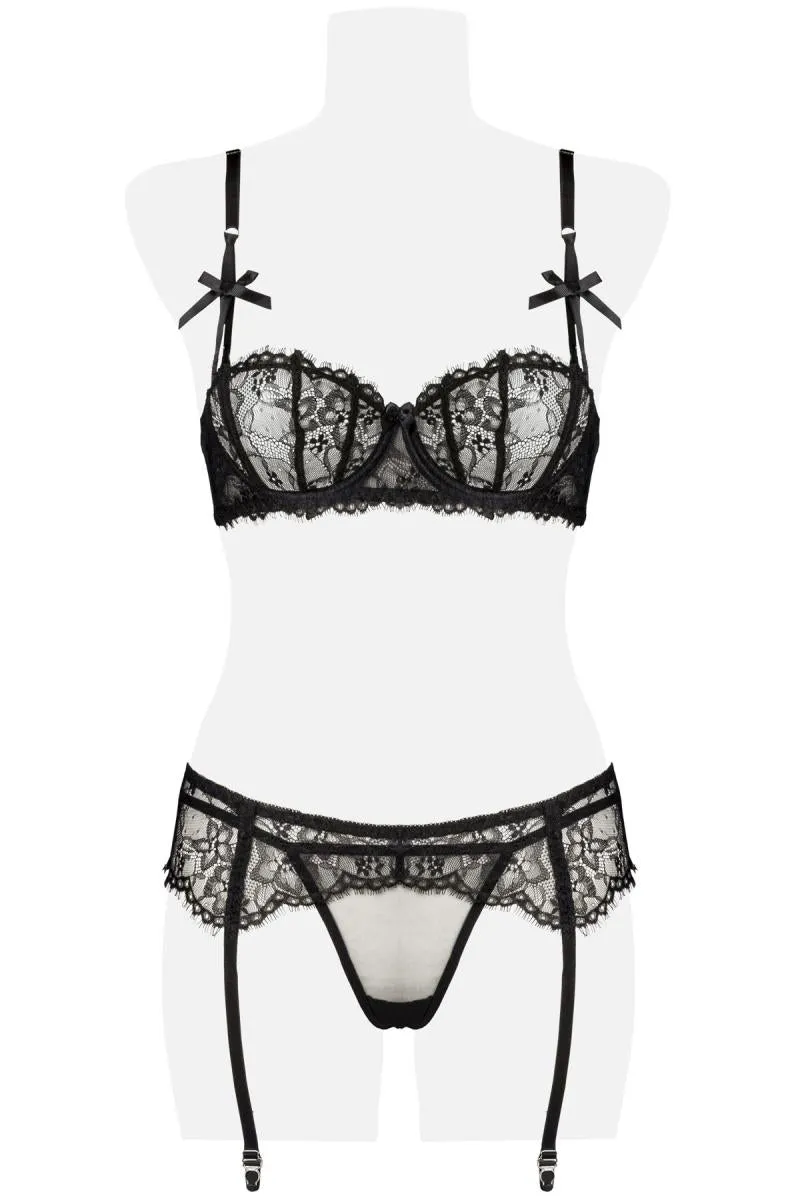Grey Velvet Three-Part Erotic Set