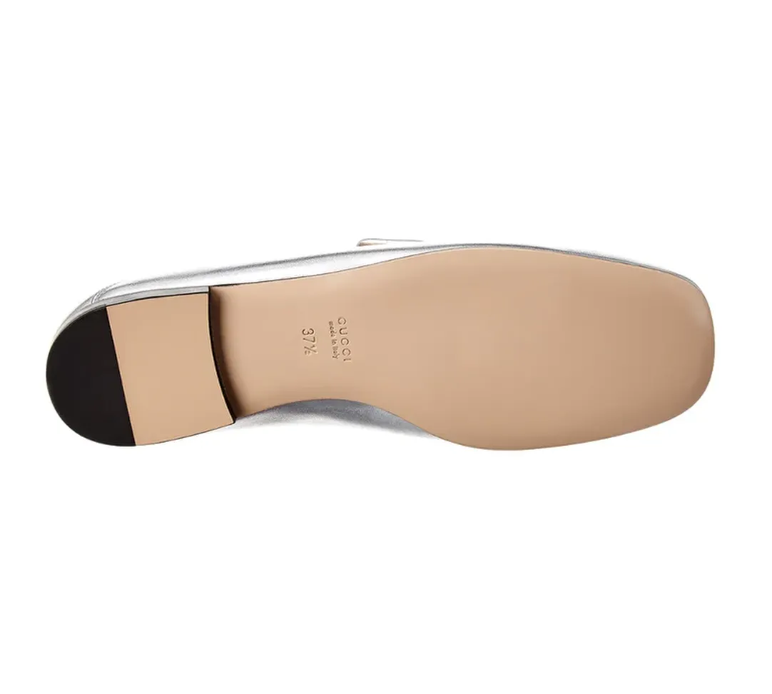 Gucci Collapsable Madelyn Crystal GG Loafers in Silver
