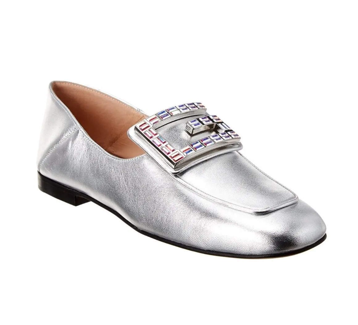 Gucci Collapsable Madelyn Crystal GG Loafers in Silver