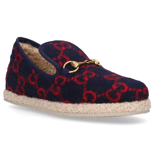 Gucci GG Wool Loafers in Navy