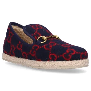 Gucci GG Wool Loafers in Navy