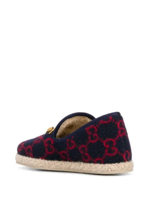 Gucci GG Wool Loafers in Navy
