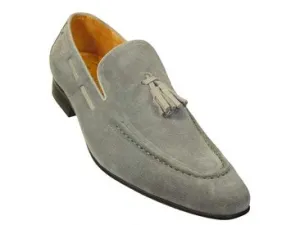 Handmade Gray Suede Tassel Loafers for Men