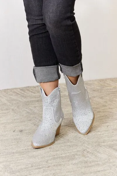 Hazel Blues® |  East Lion Corp Rhinestone Ankle Cowboy Boots